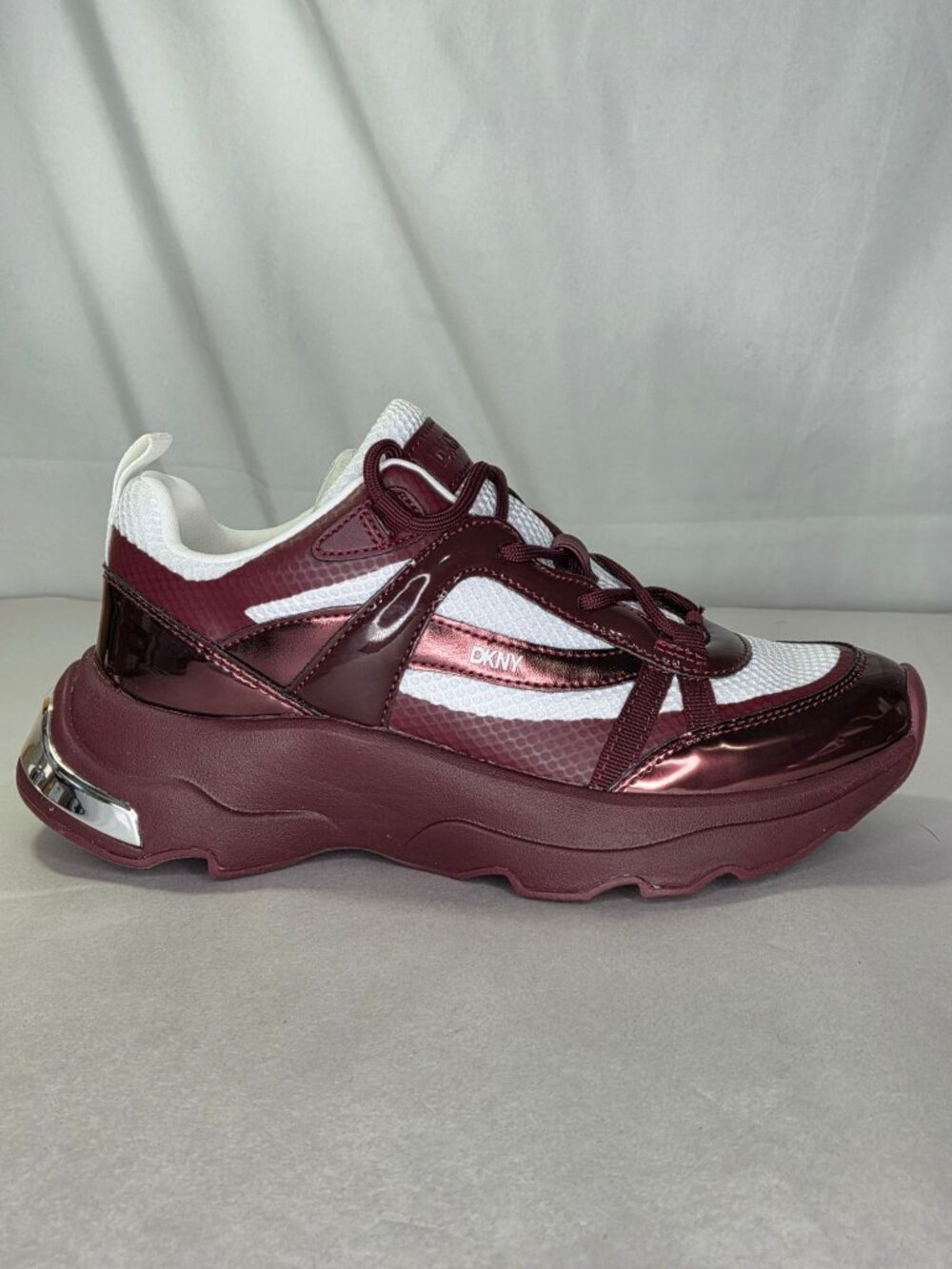 DKNY Women's Juna Lace-Up Sneakers - Burgundy, Size: 7 - Picture 3 of 6